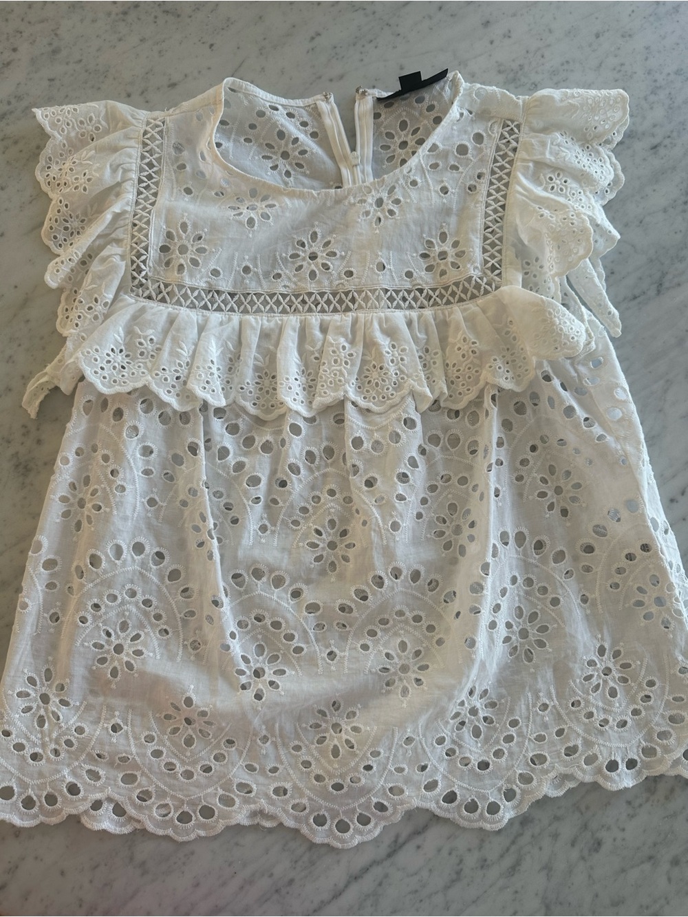 INC International Concepts White Eyelet Cotton Top